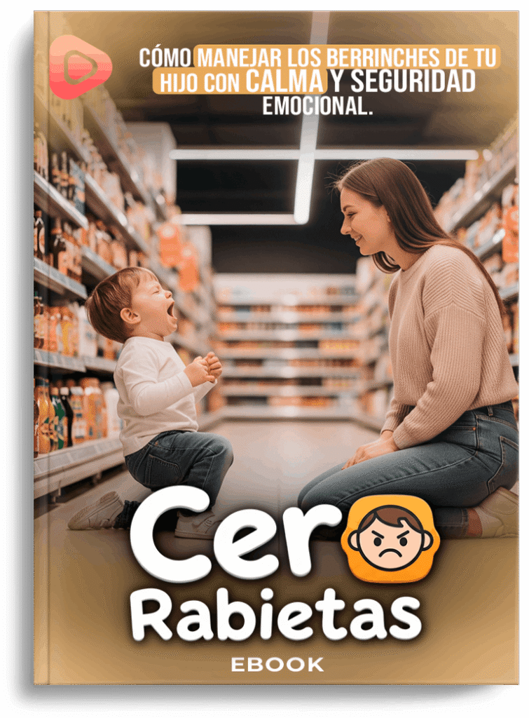 CERO RABIETAS es un ebook práctico y empático creado para madres y padres que desean acompañar a sus hijos con firmeza y calma, incluso en los momentos más difíciles.